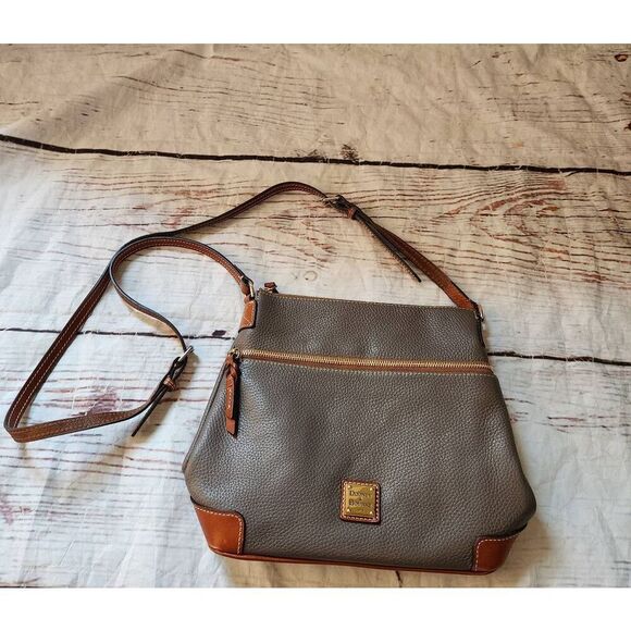 Dooney & Bourke Taupe Pebbled Leather Crossbody - Picture 1 of 10